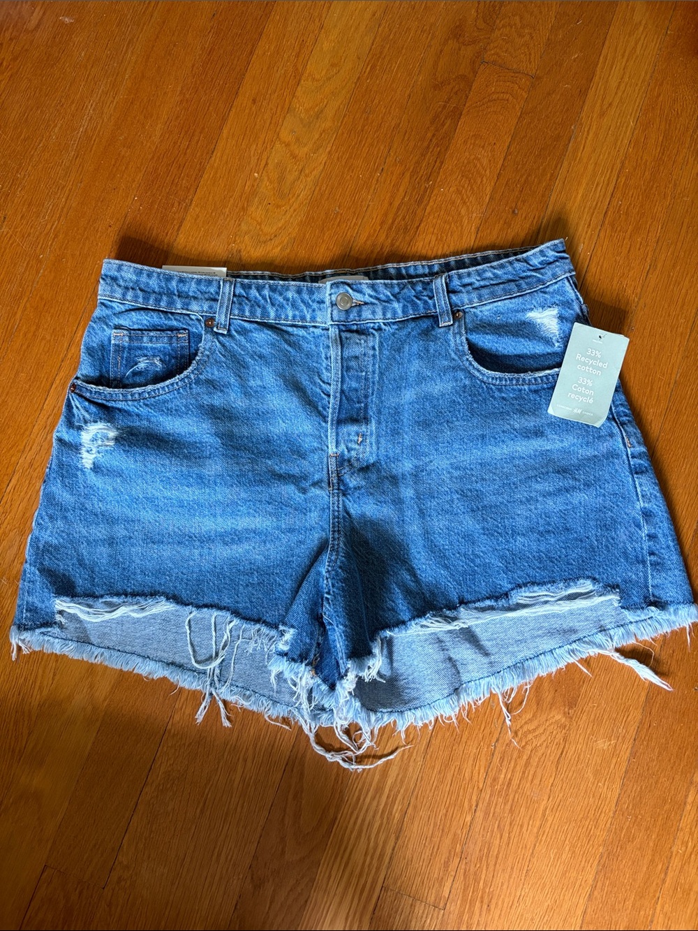 H&M Light Blue Distressed Denim Cutoff Shorts
